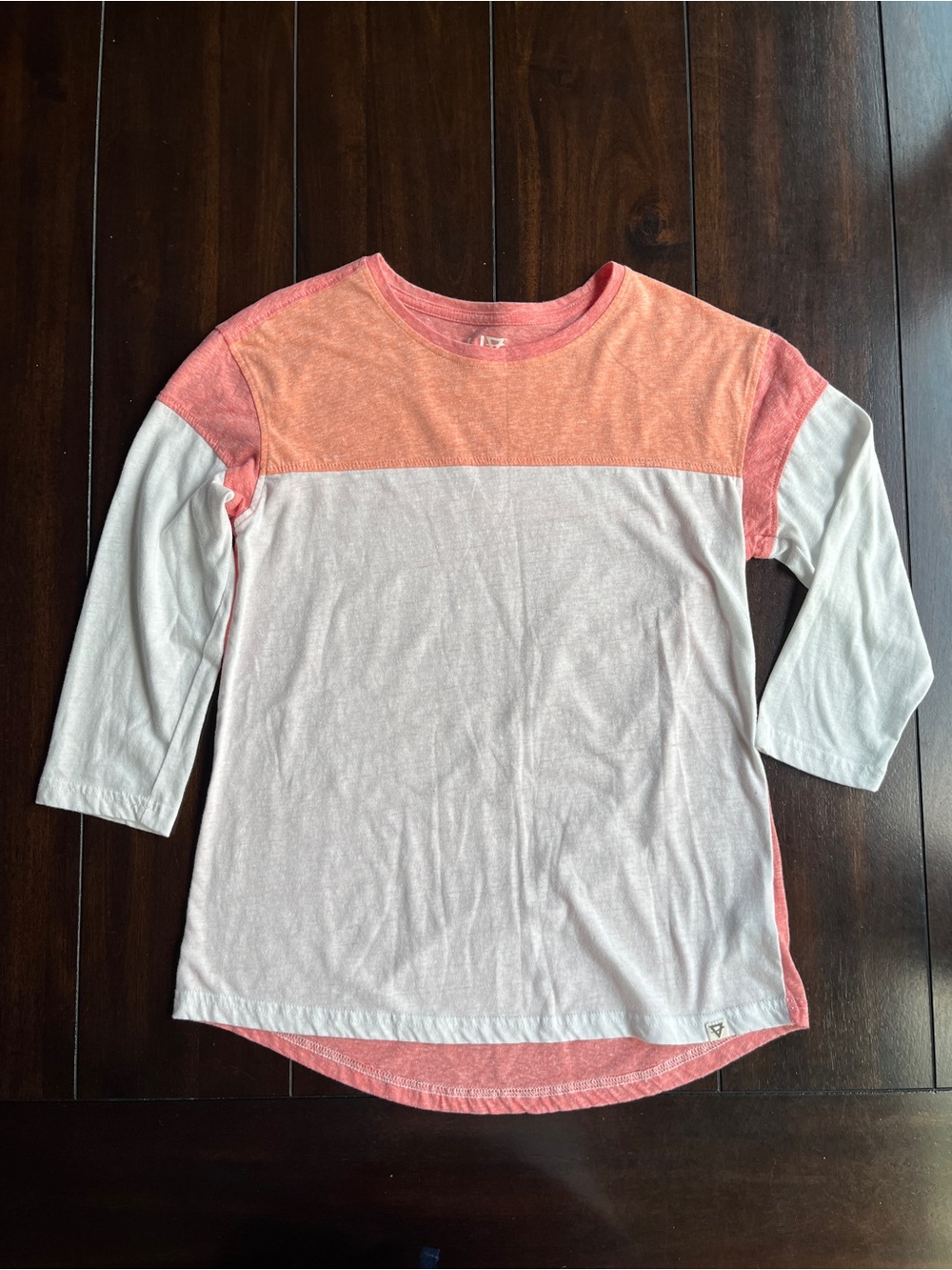 Women’s Colorblock 3/4 Sleeve T Shirt - Coral & White